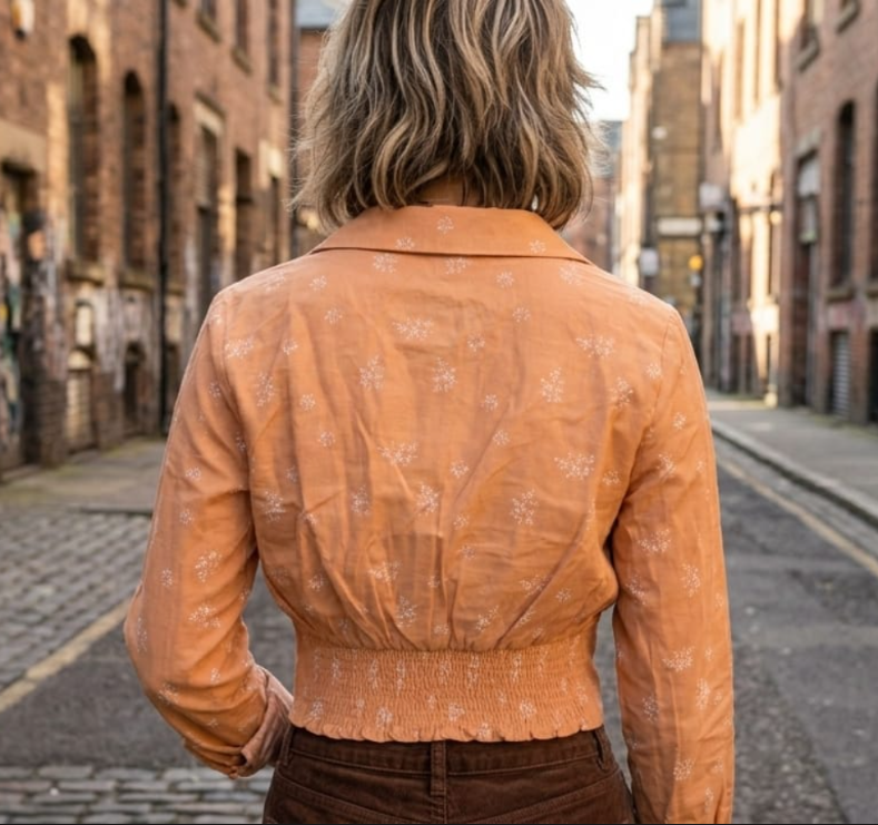 Smocked Crop Female Shirt