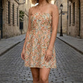Floral Strapless Smocked Mini Dress(Strapless Straps Not Included)