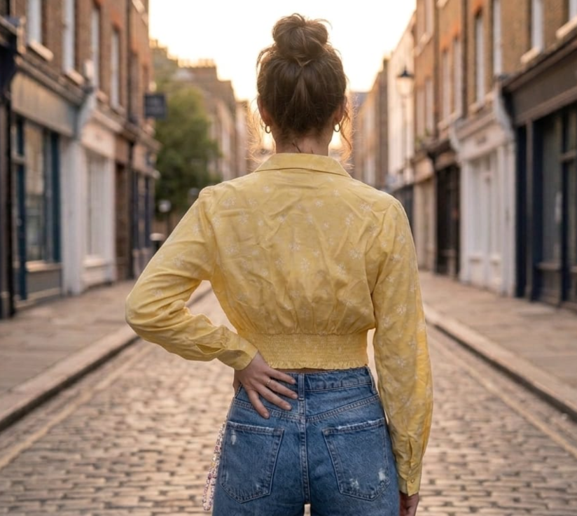 Smocked Crop Female Shirt
