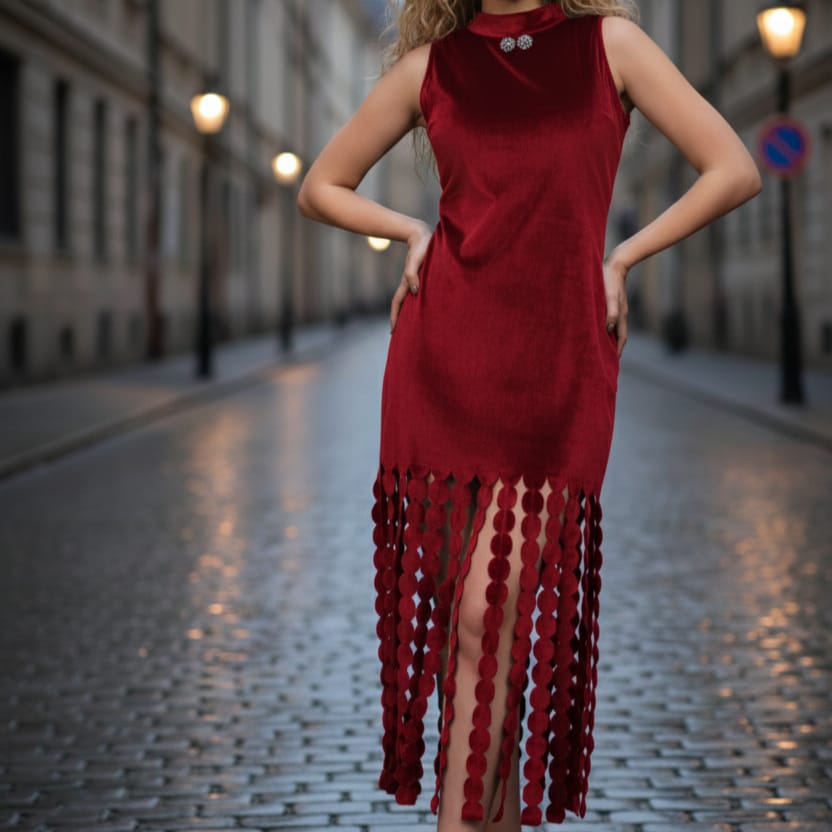Midnight Fringe Elegance Dress