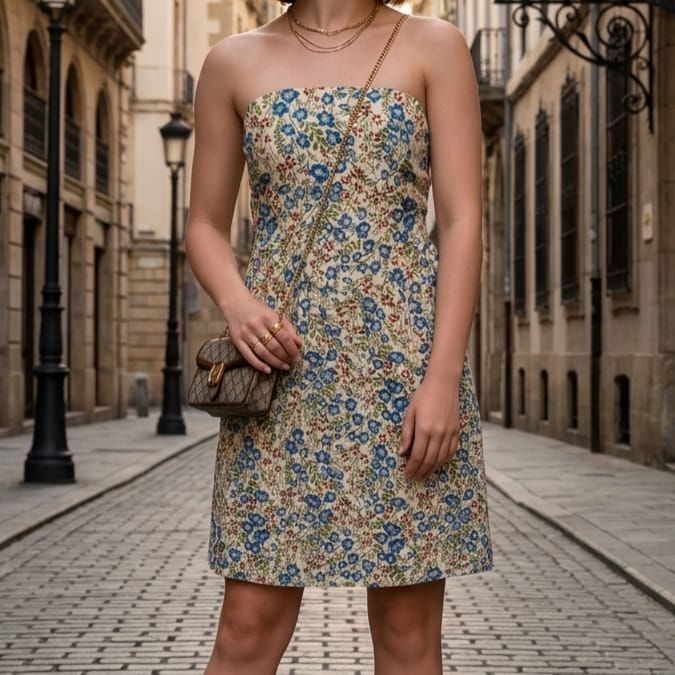 Floral Strapless Smocked Mini Dress(Strapless Straps Not Included)