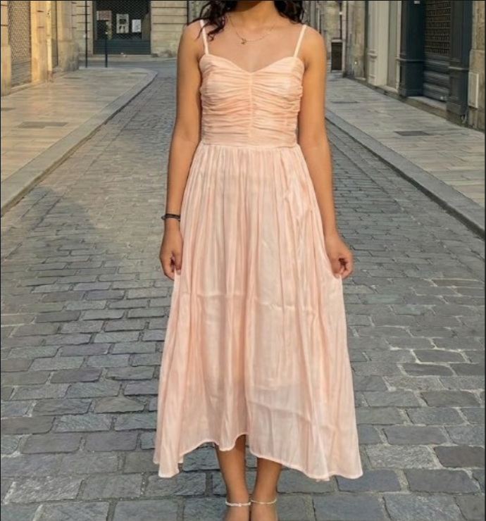 Elegant Ruched Bodice Midi Dress