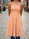 Peach floral padded dress with chain straps