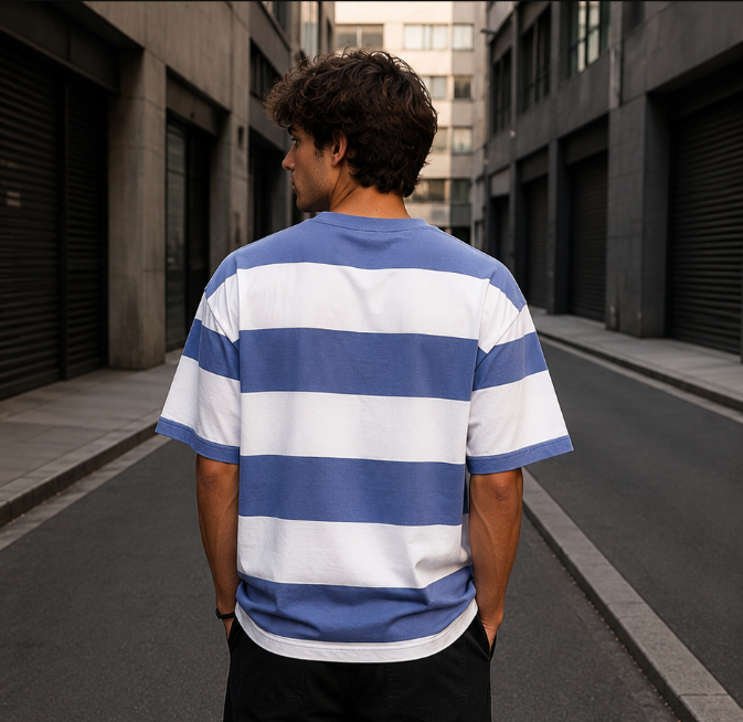 Striped High GSM Pure Cotton Men's T-Shirt