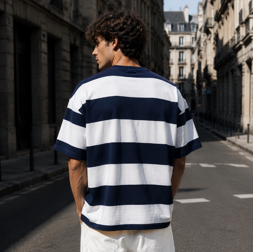 Academy Stripe High GSM Pure Cotton Men's T-Shirt