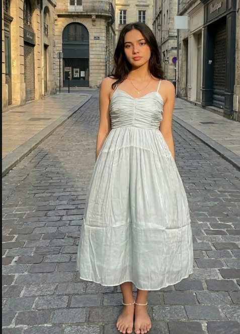 Elegant Ruched Bodice Midi Dress