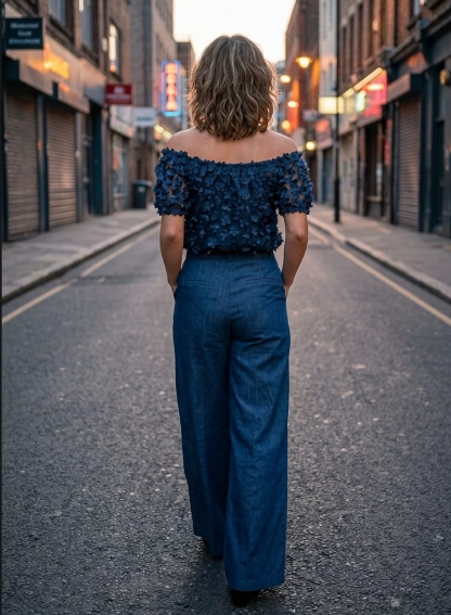 Navy Off-Shoulder Co-Ord Set