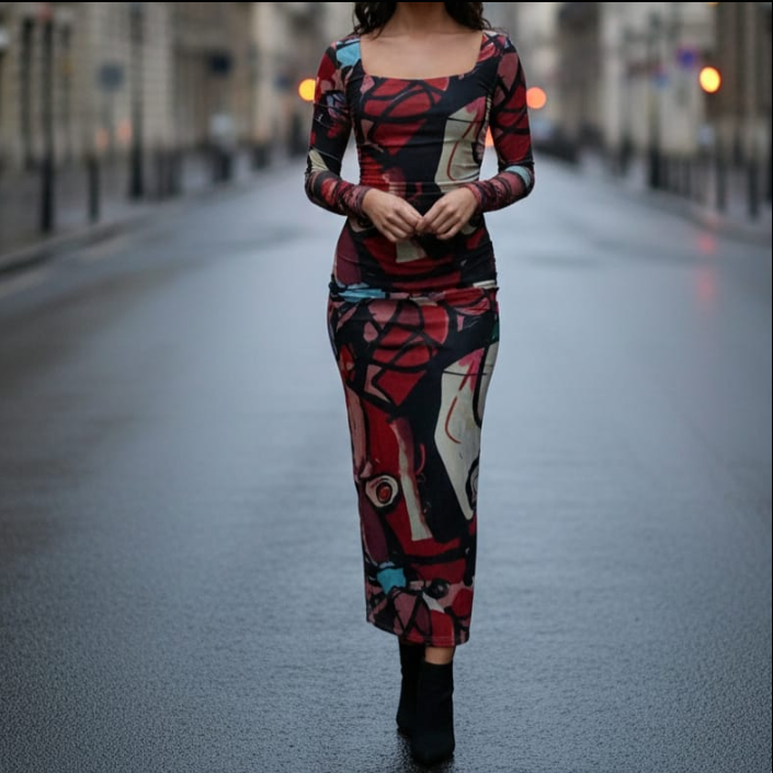 Abstract Noir Female One Piece