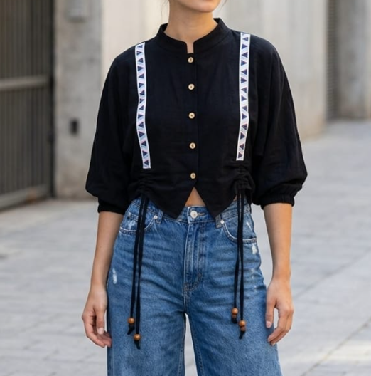 Tie-Up Boho Crop Top