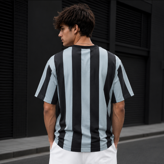 Tokyo Striped Football High GSM Pure Cotton Men's T-Shirt