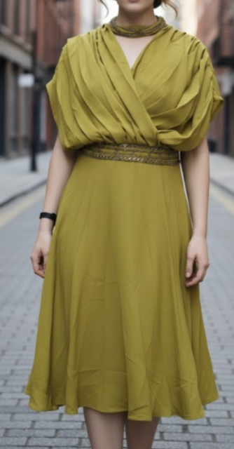 Olive Aura Draped Dress