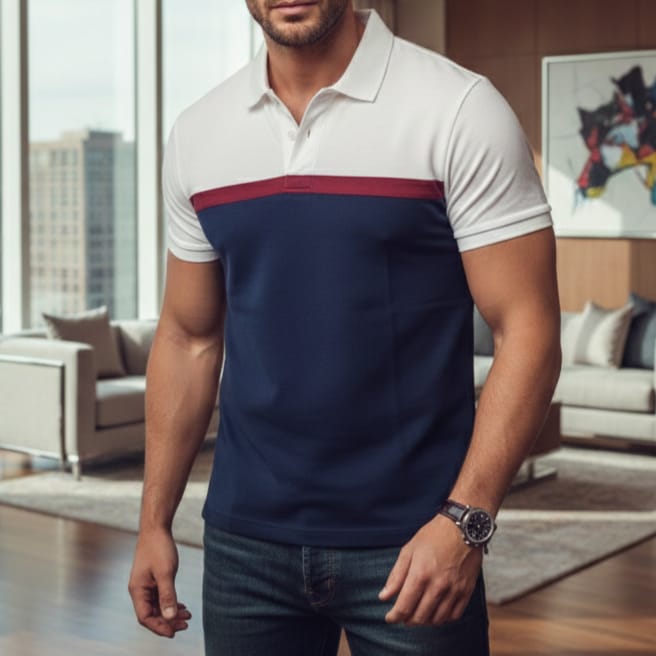 Monarch Stripe Polo High GSM Men's T-Shirt