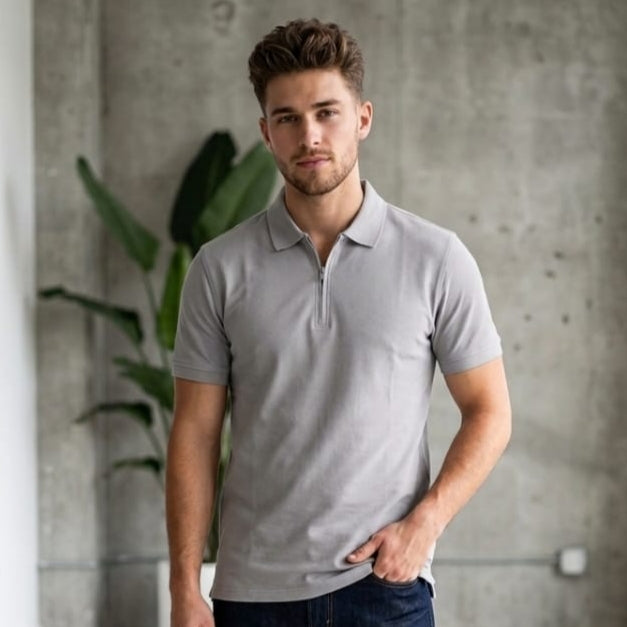 Zip Pure Cotton Mens T-Shirt