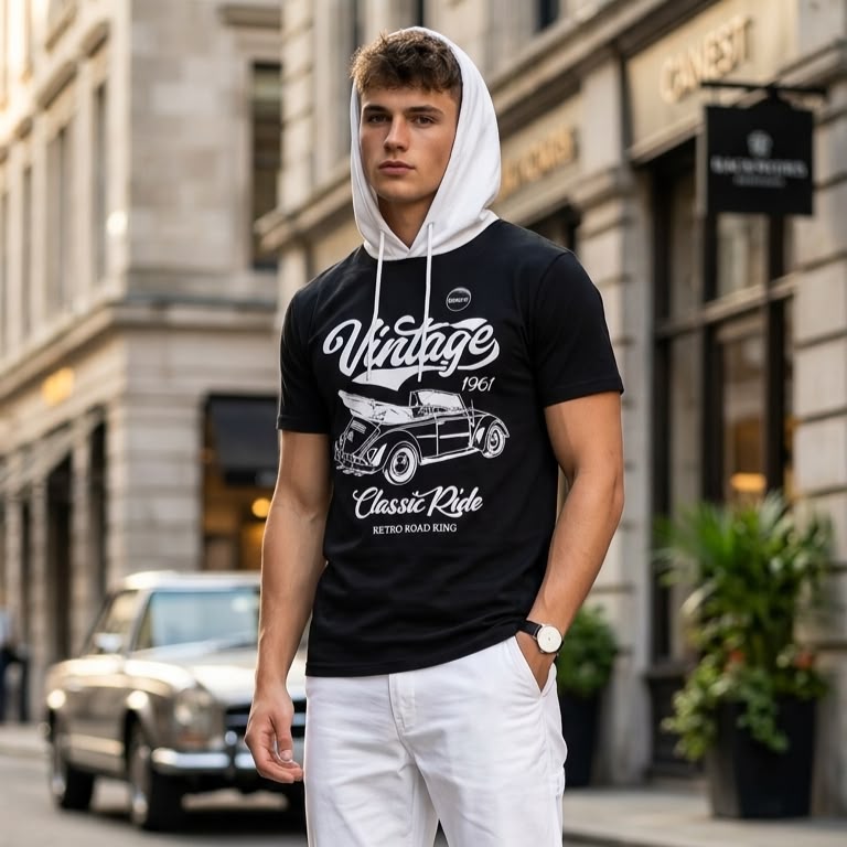 Vintage Classic Ride Hooded T-Shirt